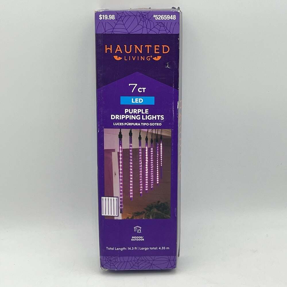 Haunted Living 7ct Purple LED Dripping Icicle Lights 9ft Halloween NIB